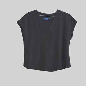 Apt 9 Womens Size LARGE Cap Sleeve V Neck Black Blouse EUC